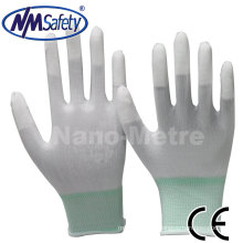 NMSAFETY Gants en polyester 13 g avec revêtement PU blanc sur les doigts